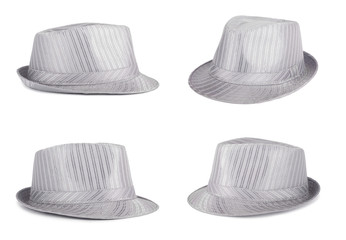 Silver silk hat for the summer on an isolated background
