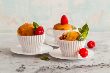 Cheese Muffins with berries, nuts and mint