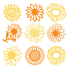 Vintage Paper Cut Sunflowers Daisies Flowers Set