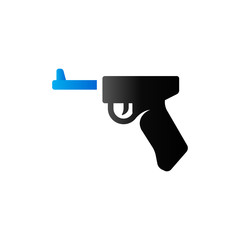Arm gun icon in duo tone color. Automatic pistol weapon