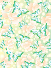 Pattern with colorful butterflies and flowers
