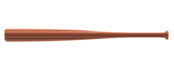 Closeup of rosewood baseball bat isolated on white background, 3D rendering