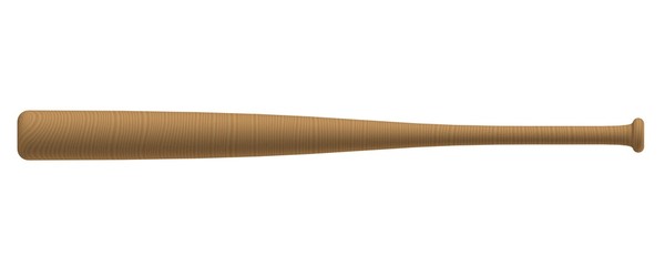 Closeup of satinwood baseball bat isolated on white background, 3D rendering