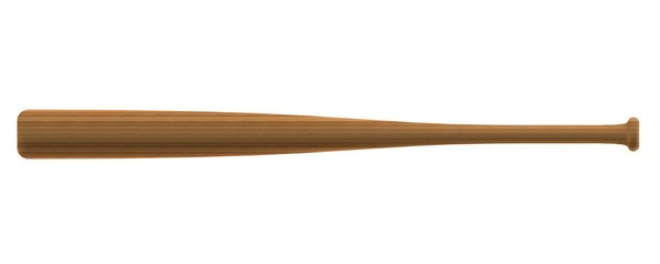 Closeup of teak wood baseball bat isolated on white background, 3D rendering