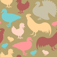 Seamless pattern with farm birds