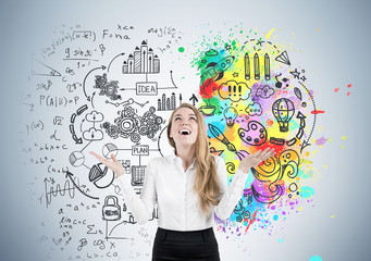 Excited blond woman and a creative idea