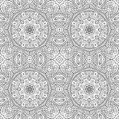 Seamless pattern doodle ornament. Ethnic motives. Zentangl. Coloring
