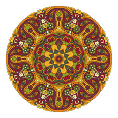 Mandala. Oriental pattern. Traditional round ornament. Turkey Egypt. Relaxing picture. Red and orange