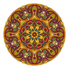 Mandala. Oriental pattern. Traditional round ornament. Turkey Egypt. Relaxing picture. Red and orange