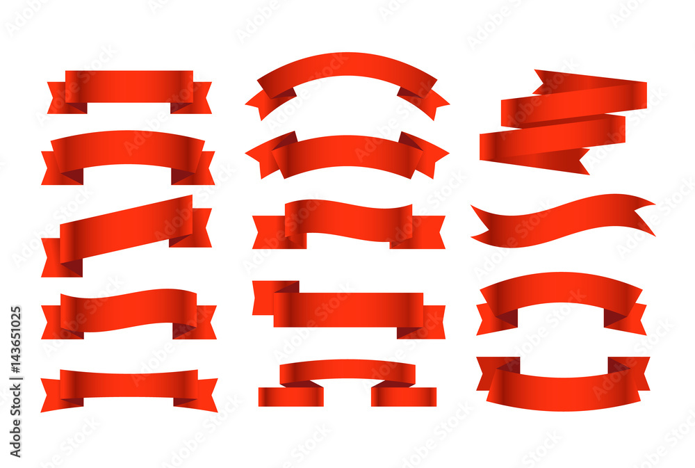 Poster Different retro style ribbons set. Ready for a text