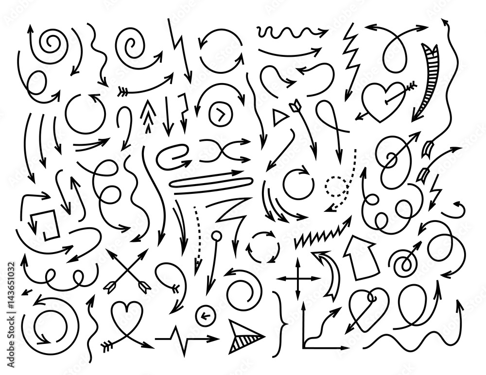 Poster different simple arrows vector set
