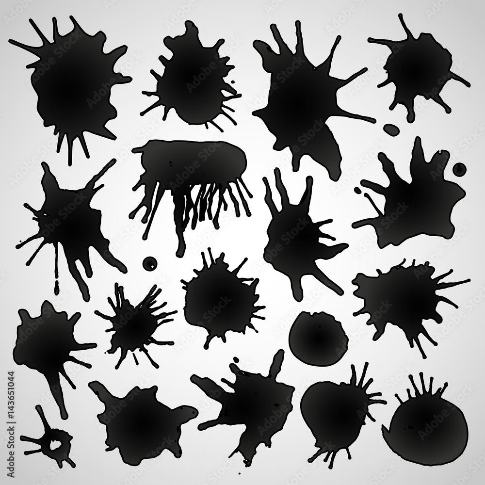 Poster different ink elements vector collection