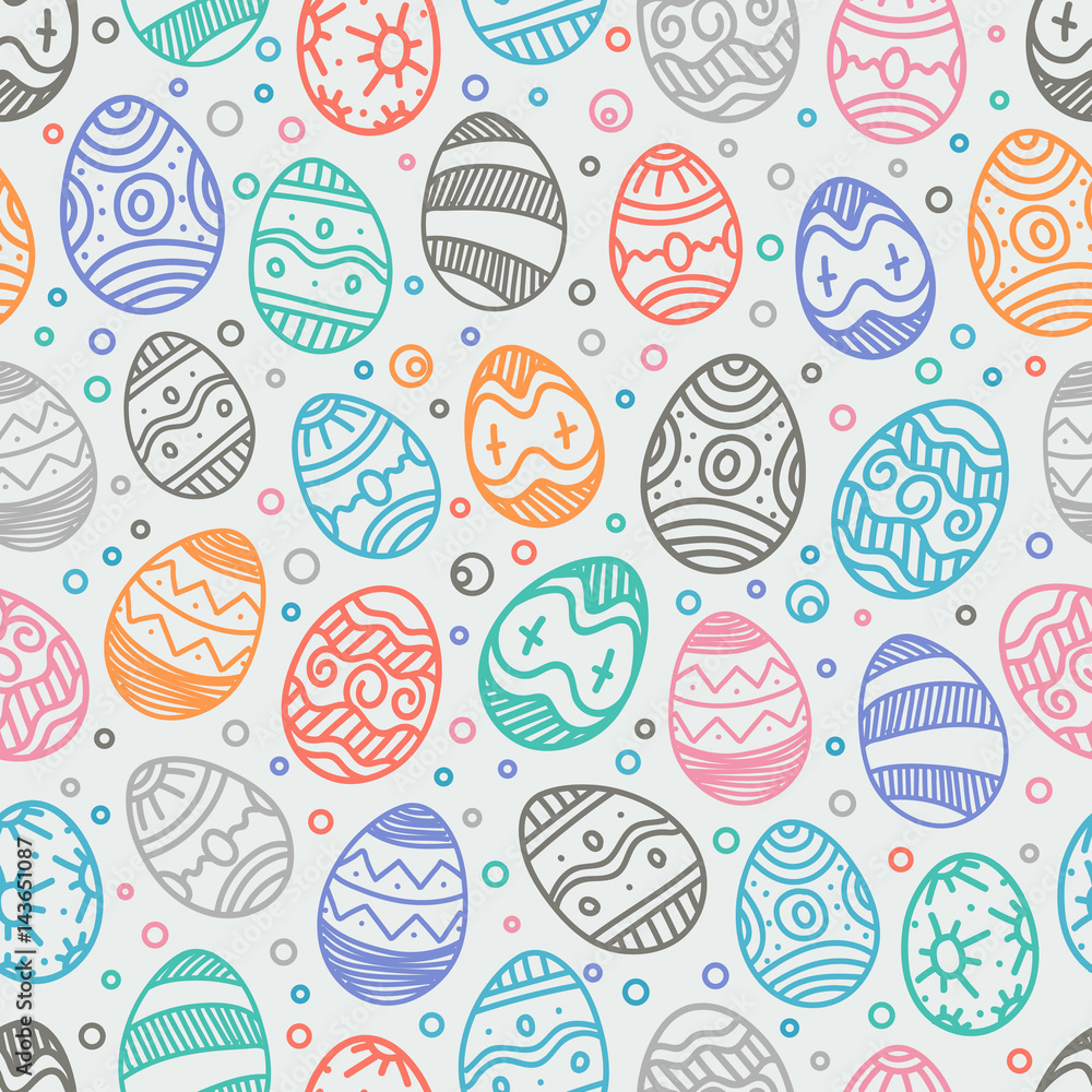 Poster happy easter seamless background. vector seamless pattern of color easter elements