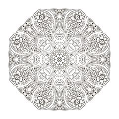 Mandala. Oriental coloring pattern. Traditional round ornament. Turkey Egypt. Relax, yoga
