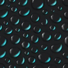 Different water drops vector seamless background. Transparent liquid elements