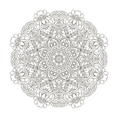 Oriental pattern. Traditional round ornament coloring. Mandala. Turkey, Egypt, Islam. Relaxing picture. Doodle drawing