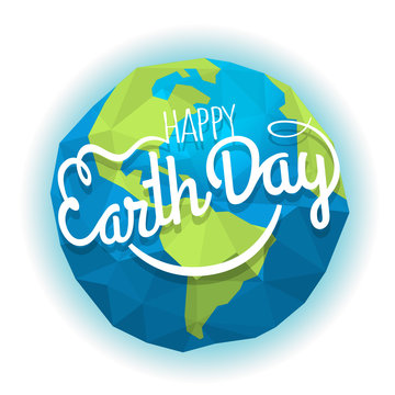 Happy Earth Day concept. Vector logo with the smile. Smiling Earth illustration