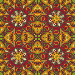 Mandala. Oriental pattern. Traditional seamless ornament. Turkey Egypt. Relax, yoga. Red and orange tone