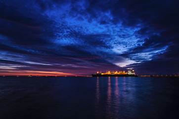 LNG TERMINAL AT DAWN - Tanker and sunrise    © Wojciech Wrzesień