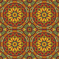 Mandala. Oriental pattern. Traditional seamless ornament. Turkey Egypt. Relaxing picture. Red and orange colors