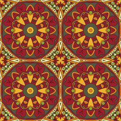 Mandala. Oriental pattern. Traditional seamless ornament. Turkey, Egypt, Islam. Relaxing picture. Red and orange colors