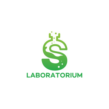 S Initial Bottle laboratory logo designs template