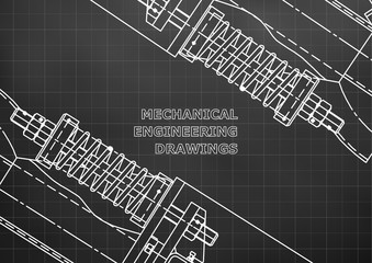 Mechanical engineering drawings. Background for inscription. Corporate Identity. Cover. Black. Grid