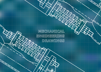 Mechanical engineering drawings. Background for inscription. Corporate Identity. Cover. Blue. Grid