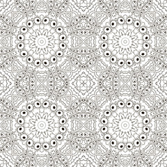 Mandala. Zentangl seamless ornament. Relax coloring. Oriental pattern
