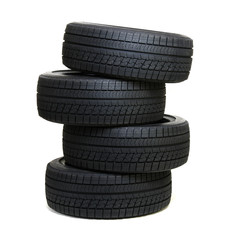 Car tires  on white