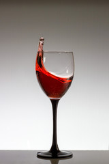 red wine splash in a glass