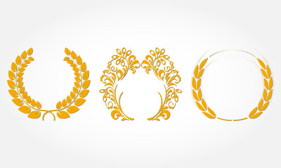 Laurel wreath set. Vector illustration.