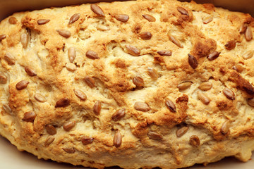 Tasty loaf of beer bread, closeup