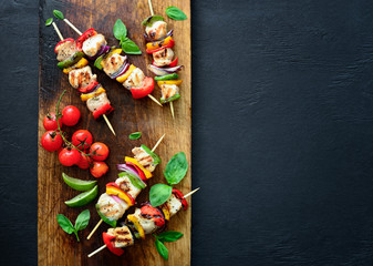 Meat and vegetables party skewers