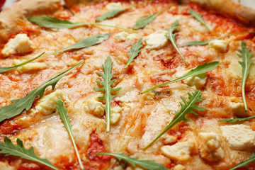 Delicious pizza, closeup