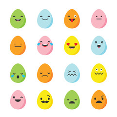 Emotions Eggs. Vector style smile icons.