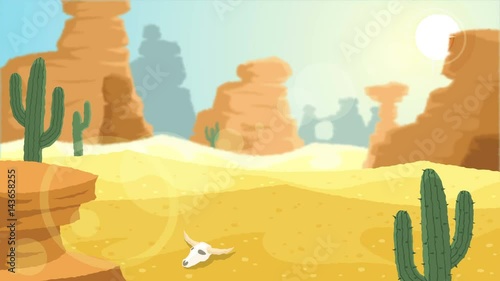 "Desert / Looping animation with desert landscape. " Stock footage and