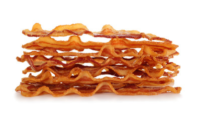 Tasty bacon slices, isolated on white