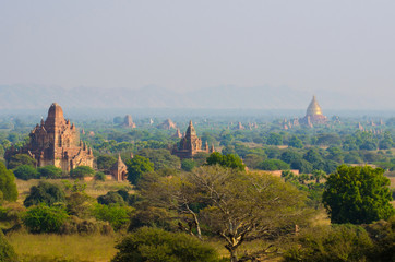 Beautiful Ancient land in Bagan with thousands of ancient temples in Myanmar