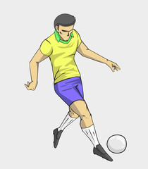 Fototapeta na wymiar soccer player action kick the ball. cartoon vector and illustration