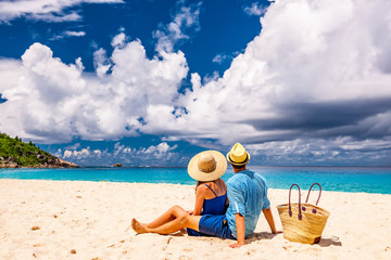 Couple on a beach at Seychelles