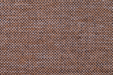 Dark brown textile background with checkered pattern, closeup. Structure of the fabric macro.