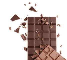 Chocolate bars on white background
