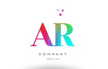 AR A R colored rainbow creative colors alphabet letter logo icon