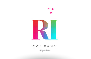 RI R I colored rainbow creative colors alphabet letter logo icon