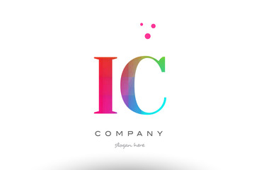 IC I C colored rainbow creative colors alphabet letter logo icon