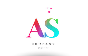 AS A S colored rainbow creative colors alphabet letter logo icon