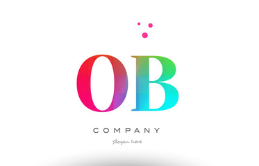 OB O B colored rainbow creative colors alphabet letter logo icon