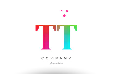 TT T T colored rainbow creative colors alphabet letter logo icon