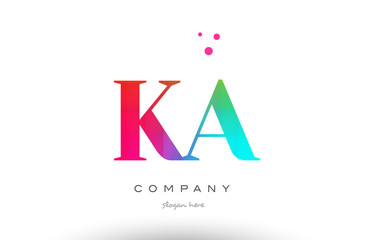 KA K A colored rainbow creative colors alphabet letter logo icon